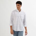 Men's Rich Eggshell White Cotton Mandarin Collar Casual Shirt, White, small image number null