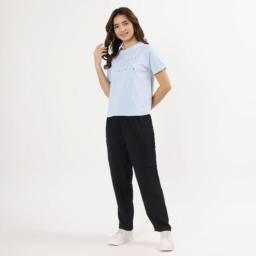 Women's Black Regular Fit Solid Track Pants, Black, large