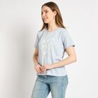 Ladies' Round Neck T-Shirt , हल्का नीला, small