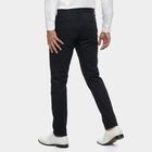 Men's Navy Blue Slim Fit Flat-Front Trousers, Navy Blue, small