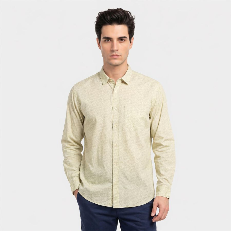 Men's Light Green Cotton Long Sleeve Casual Shirt, Light Green, large