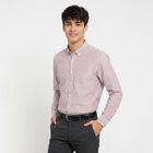 Men's Maroon Striped Regular Fit Formal Shirt, मरून, small