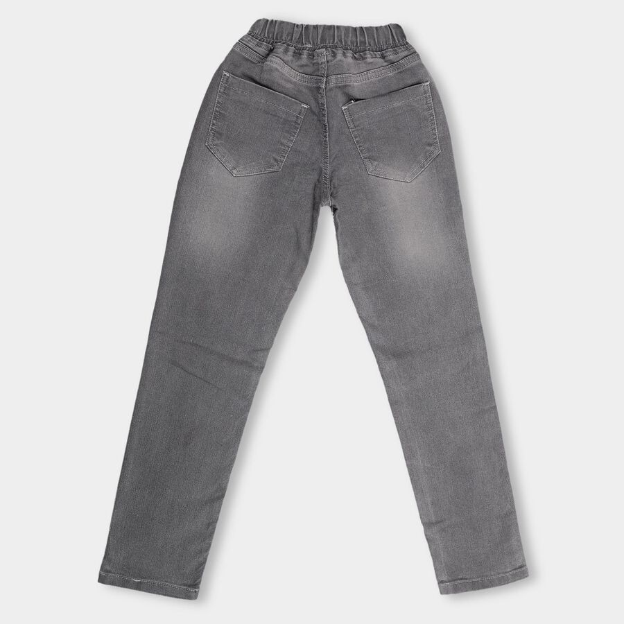 Kids Stonewashed Grey Slim Fit Basic Jeans, Dark Grey, large image number null