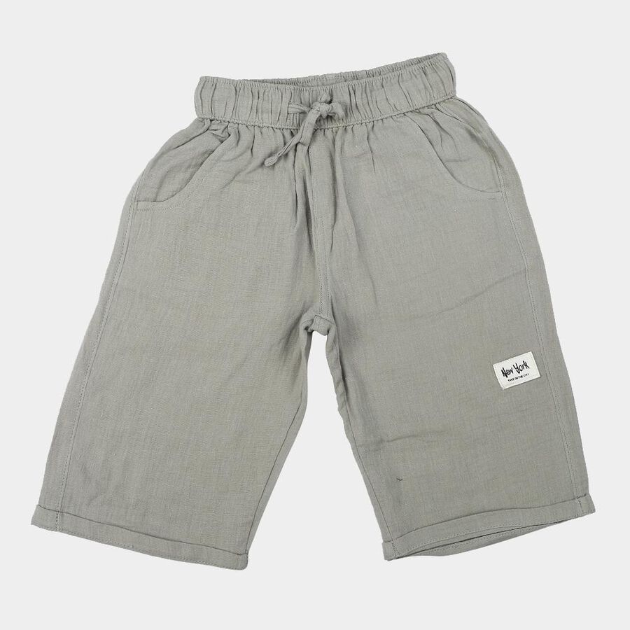 Boys' Olive Green Regular Fit Solid Jamaican Shorts, ओलिव, large