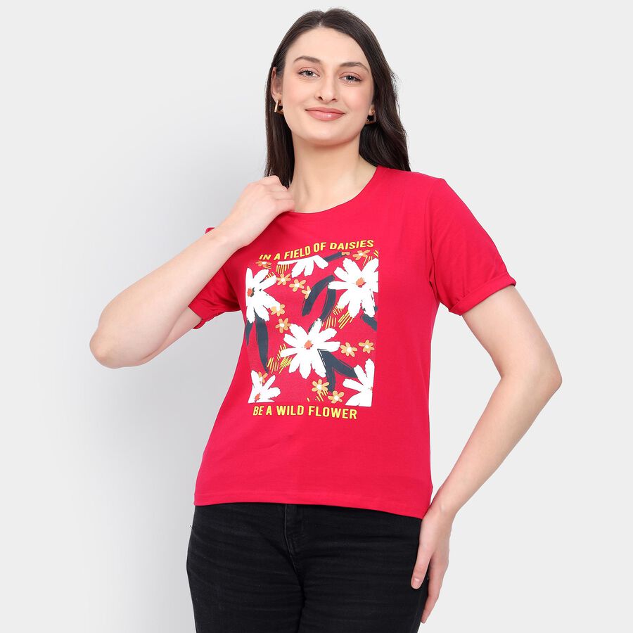 Ladies' Round Neck T-Shirt , Fuchsia, large