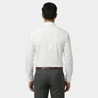 Men White Cotton Blend Full Sleeve Collar Classic Formal Shirt, White, small