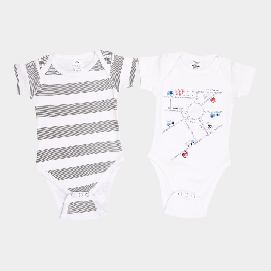 Infants Cotton Bodysuit, White, large image number null