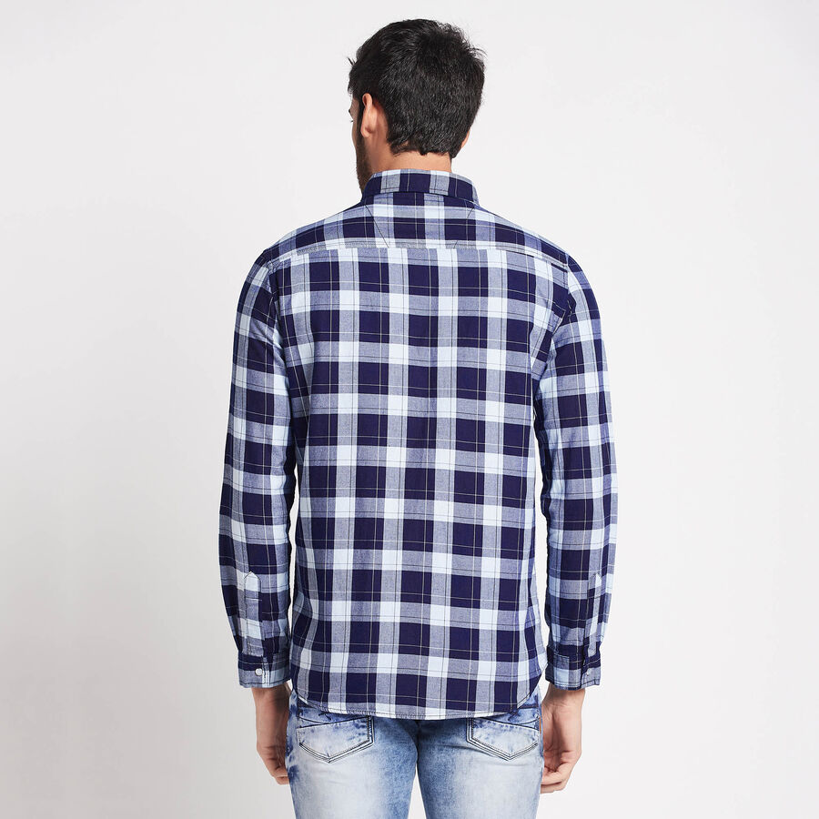 Cotton Checks Casual Shirt, Dark Blue, large image number null