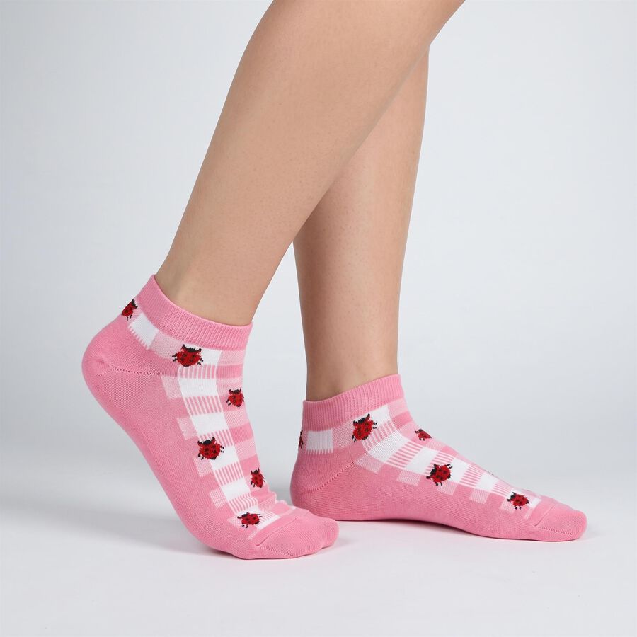 Women's Assorted Regular Fit Printed Pack of 3 Socks, चुनिंदा, large