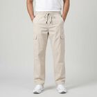 Men's Silver Slim Fit Cargo Trousers, सिल्वर, small