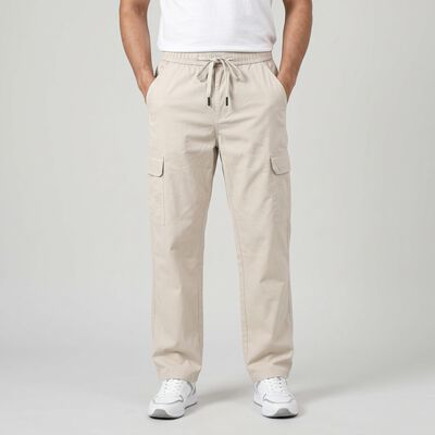 Men's Silver Slim Fit Cargo Trousers