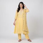 Women's Yellow Round Neck Embroidered Ethnic Set, Yellow, small