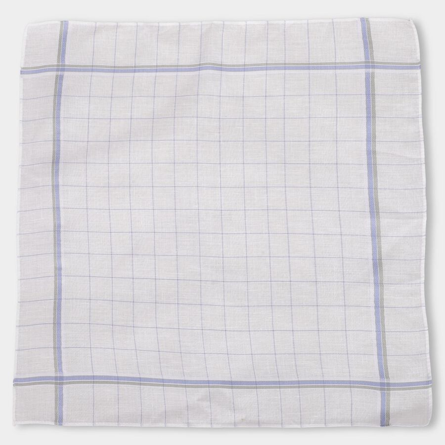 Men's White Checked Pack of 3 Handkerchief, हल्का नीला, large