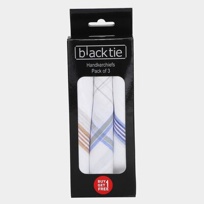 Men's White Checked Pack of 3 Handkerchief