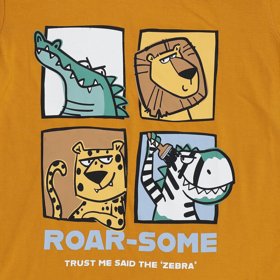 Boys' Half Sleeves T-Shirt, पीला, large