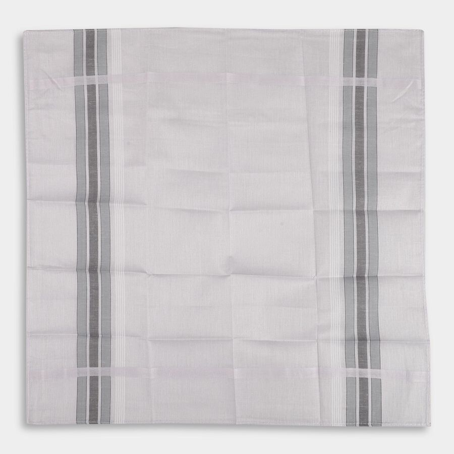 Men's White Striped Handkerchief Set, हल्का ग्रे, large image number null