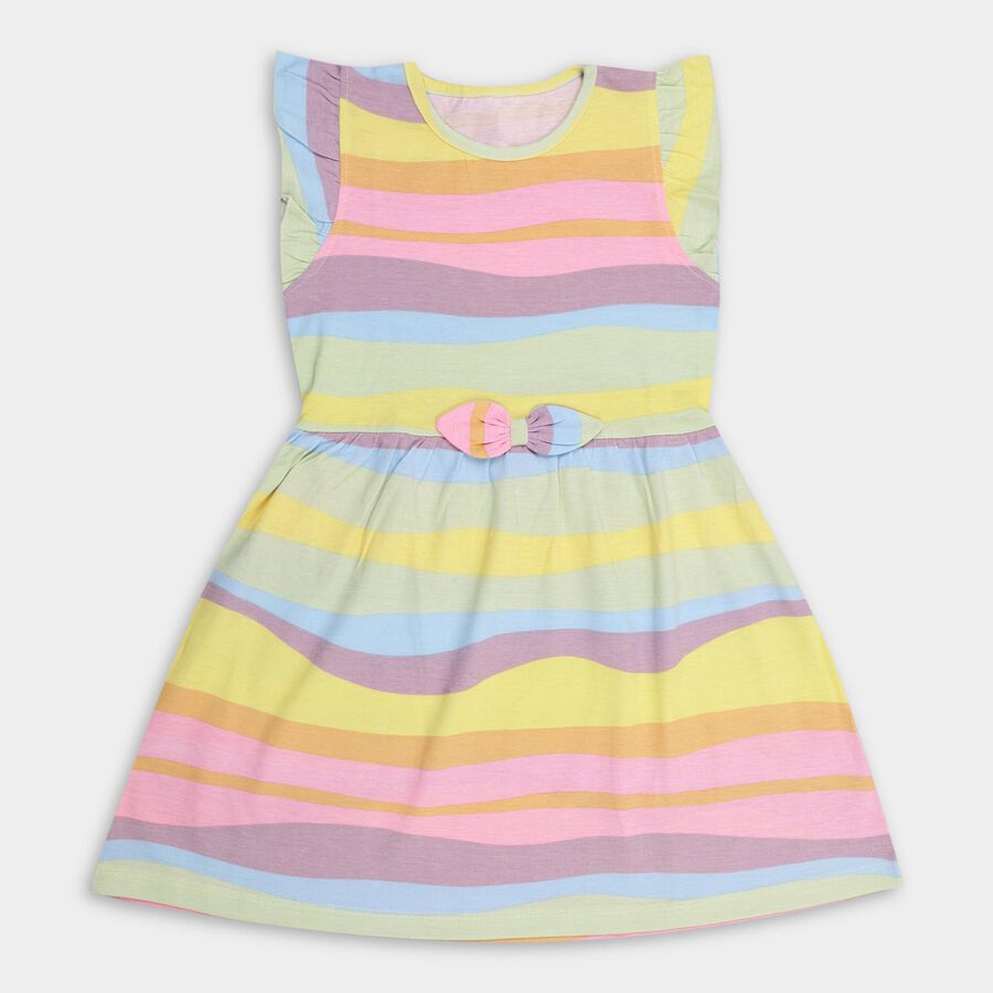 Girls' 100% Cotton Frock , गुलाबी, large image number null
