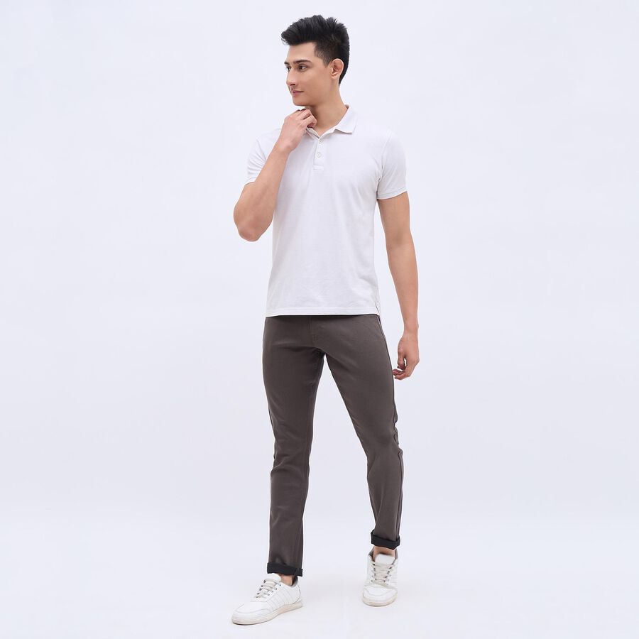 Men's Five Pocket Slim Fit Casual Trousers, Dark Green, large image number null