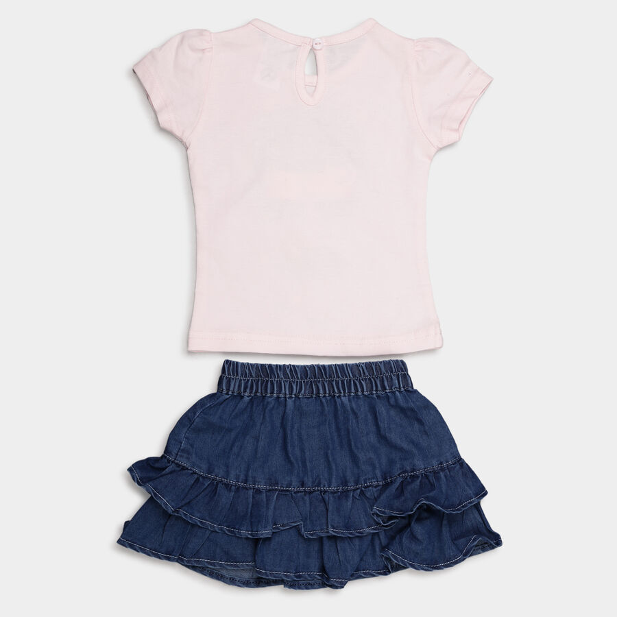 Infants Solid Skirt Top Set, Light Pink, large image number null