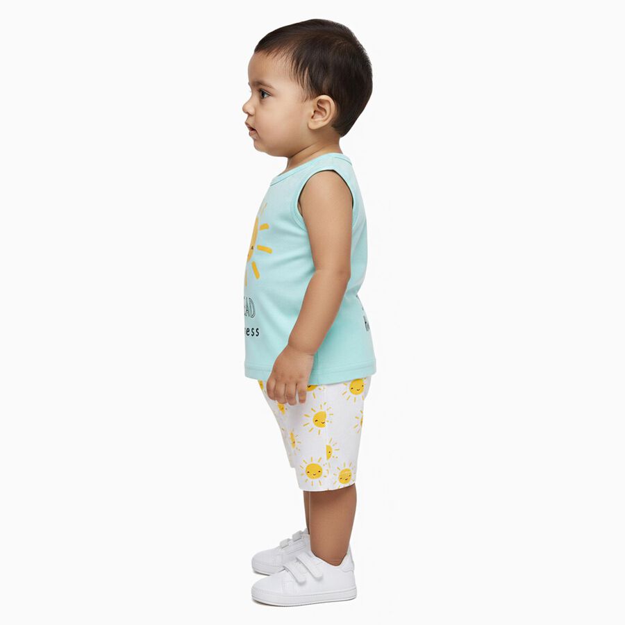 Infants' 100% Cotton Short Set, एक्वा, large image number null