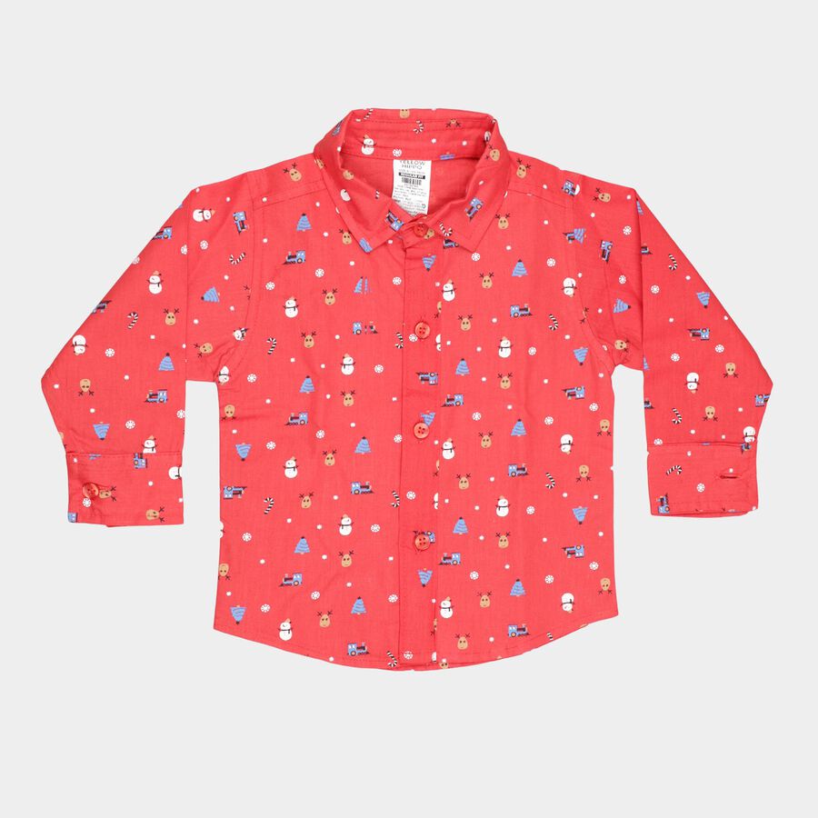 Infants Cotton Printed Casual Shirt, Red, large image number null