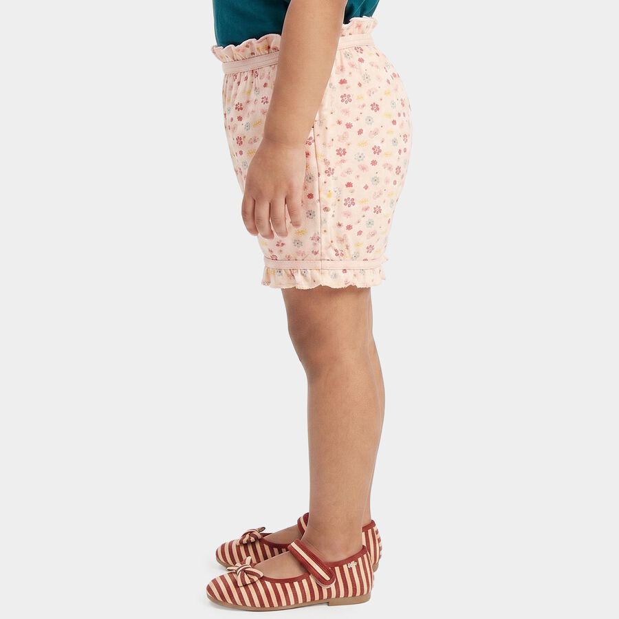 Girls' Peach Regular Fit Floral Printed Bloomer, पीच, large