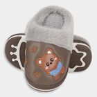 Kids Warm Chocolate Brown Fur Lined Slip-On Winter Slippers, Brown, small image number null