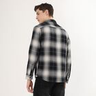 Men's Black and White Cotton Spread Collar Casual Shirt, Black, small