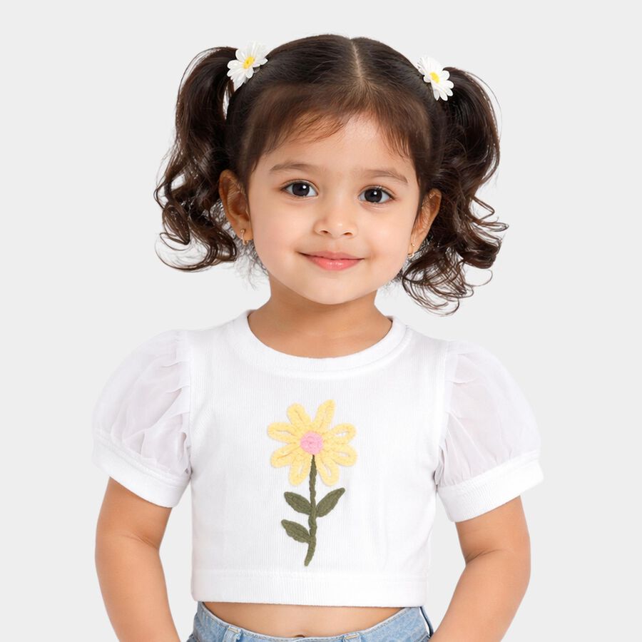 Girls' T-Shirt, सफ़ेद, large