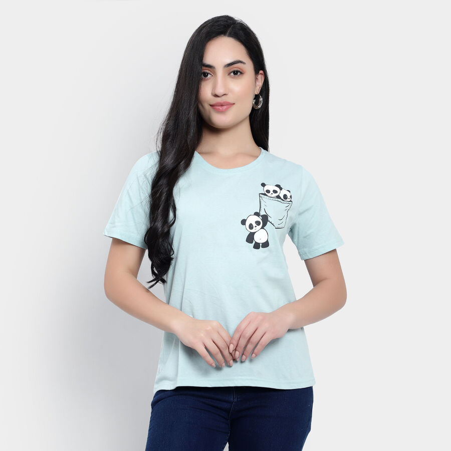 Round Neck T-Shirt, हल्का हरा, large image number null