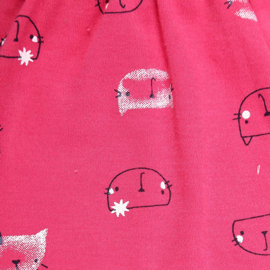 Infants Printed Rib Waist Pyjama, Fuchsia, large image number null