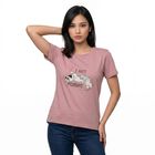 Women's Lilac Round Neck Regular T-Shirt, लाइलेक, small