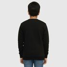 Boys Jet Black Crew Neck Graphic Sweatshirt, काला, small image number null