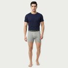 Men's Grey Regular Fit Solid Trunks, मिश्रित हल्का ग्रे, small