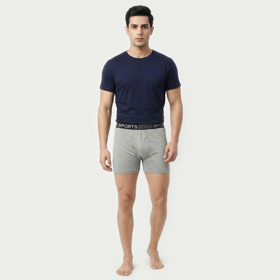 Men's Grey Regular Fit Solid Trunks, मिश्रित हल्का ग्रे, large
