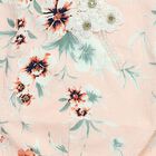 Girls' Peach Round Neck Floral Printed Puff Sleeve T-Shirt, Peach, small