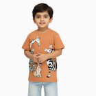 Boys Warm Terracotta Orange Cotton Round Neck Casual T-Shirt, Brown, small image number null