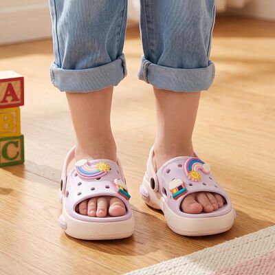 Girls' Lavender Slip-On Back Strap Clog Sandals