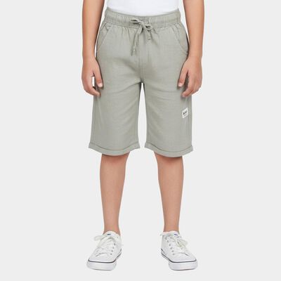 Boys' Olive Green Regular Fit Solid Jamaican Shorts