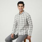 Men's Grey Cotton Casual Shirt, हल्का ग्रे, small