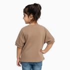 Girls' Muted Earthy Brown Crew Neck Romantic T-Shirt, Brown, small