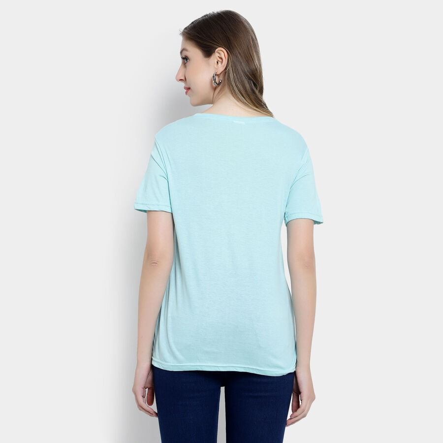 Embellished Round Neck T-Shirt, Aqua, large image number null