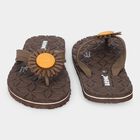 Women's Brown Floral Toe-Post Flip-Flops, भूरा, small