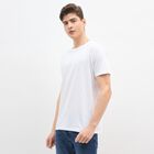 Men's Snow White Round Neck Casual T-Shirt, White, small