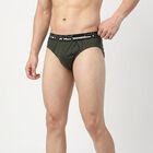 Men's Olive Green Regular Fit Solid Briefs, Olive, small