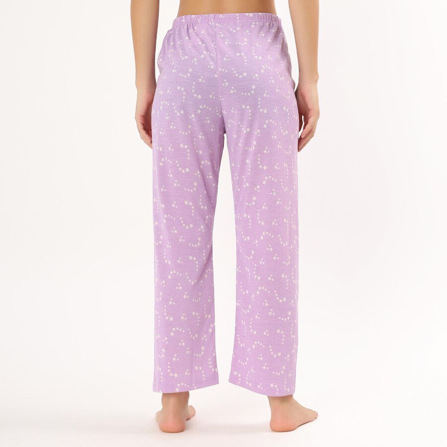 Women's Lavender Star Printed Full-Length Pyjama, Lilac, large image number null