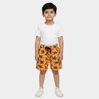 Boys' Orange Regular Fit Printed Bermuda Shorts, नारंगी, small