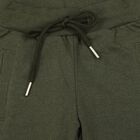 Boys Olive Green Jogger Solid Cotton Blend Pyjama, Olive, small