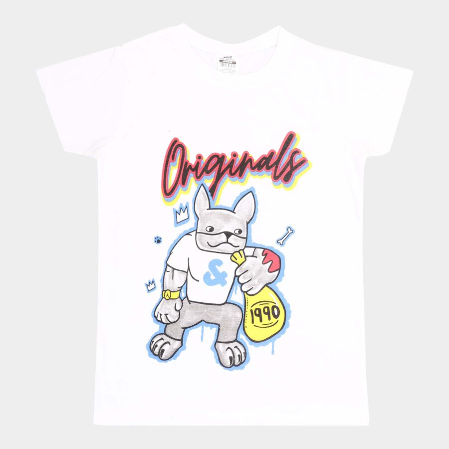 Boys Cotton T-Shirt, White, large image number null