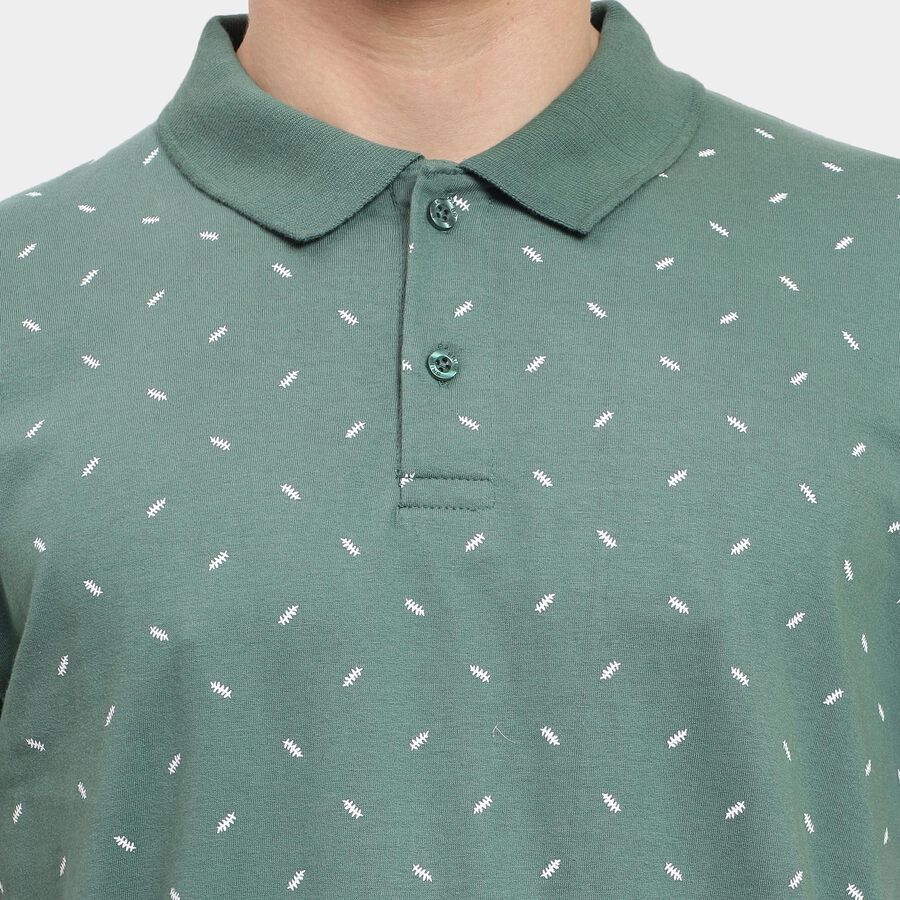 Men's 100% Cotton Collared Half Sleeves T-Shirt , गहरा हरा, large